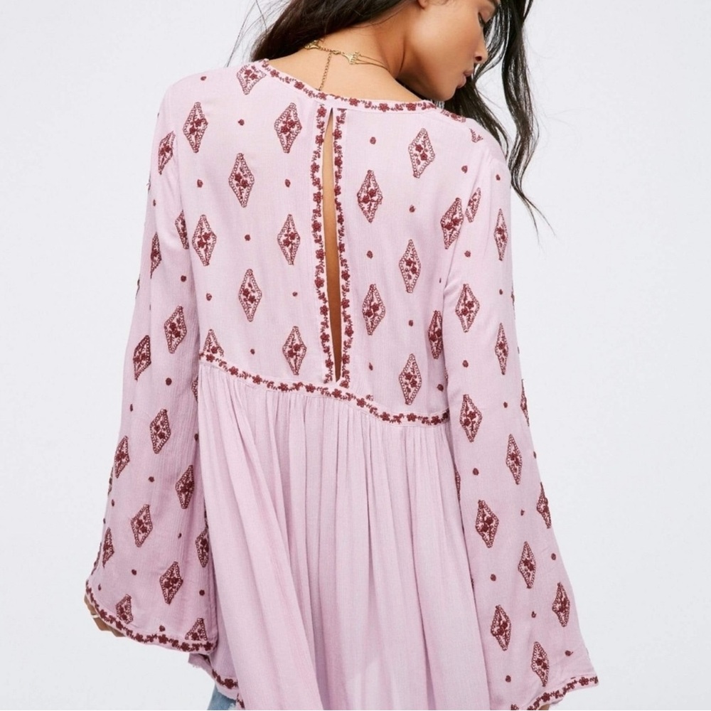Free People Lavender and Burgundy Tunic Top - Picture 2 of 6